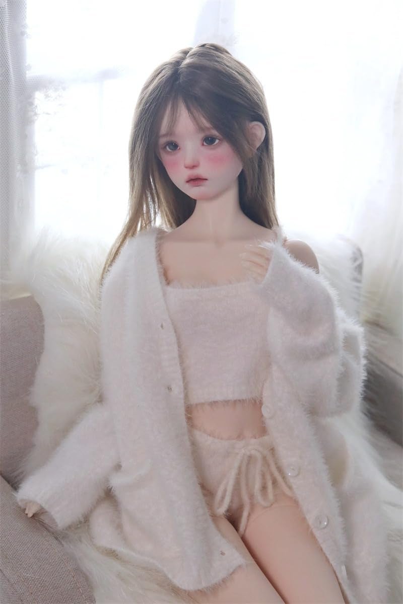 Oueneifs Doll Clothes Set for BJD, Resin Toy Doll Accessories Cardigan+ Vest+ Pants (White, for 1/4 BJD Doll) - Image 1